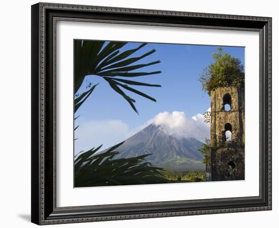 Church Belfry Ruins and Volcanic Cone, Bicol Province, Luzon Island, Philippines-Kober Christian-Framed Photographic Print