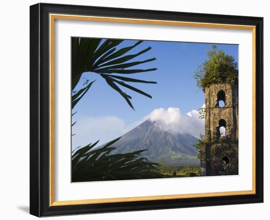 Church Belfry Ruins and Volcanic Cone, Bicol Province, Luzon Island, Philippines-Kober Christian-Framed Photographic Print