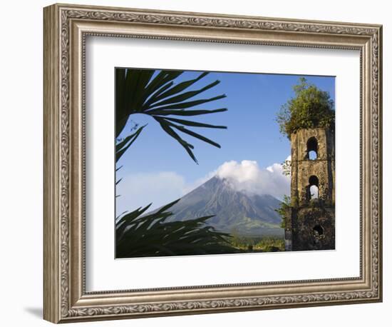 Church Belfry Ruins and Volcanic Cone, Bicol Province, Luzon Island, Philippines-Kober Christian-Framed Photographic Print