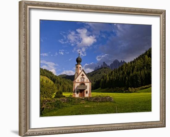 Church Called Rainui in Valley in the Italian Dolomites, Val Di Funes, Italy-Bill Bachmann-Framed Photographic Print