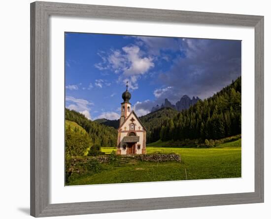 Church Called Rainui in Valley in the Italian Dolomites, Val Di Funes, Italy-Bill Bachmann-Framed Photographic Print