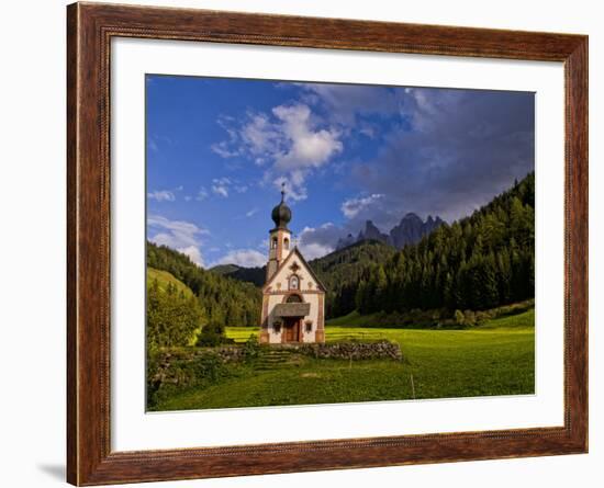 Church Called Rainui in Valley in the Italian Dolomites, Val Di Funes, Italy-Bill Bachmann-Framed Photographic Print
