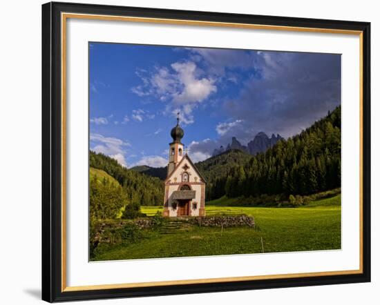 Church Called Rainui in Valley in the Italian Dolomites, Val Di Funes, Italy-Bill Bachmann-Framed Photographic Print