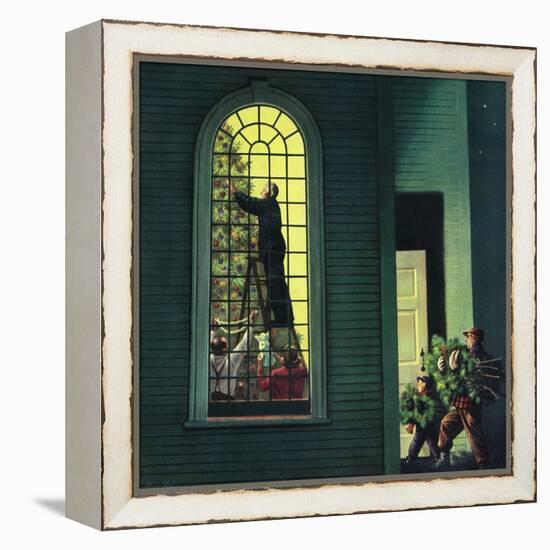 "Church Christmas Tree", December 27, 1952-Stevan Dohanos-Framed Premier Image Canvas