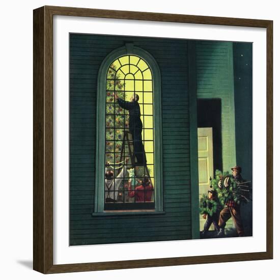 "Church Christmas Tree", December 27, 1952-Stevan Dohanos-Framed Giclee Print