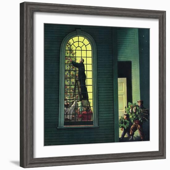 "Church Christmas Tree", December 27, 1952-Stevan Dohanos-Framed Giclee Print