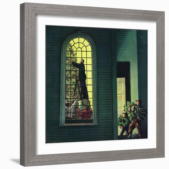 "Church Christmas Tree", December 27, 1952-Stevan Dohanos-Framed Giclee Print