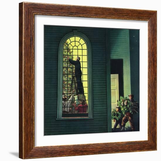 "Church Christmas Tree", December 27, 1952-Stevan Dohanos-Framed Giclee Print