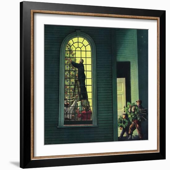 "Church Christmas Tree", December 27, 1952-Stevan Dohanos-Framed Giclee Print