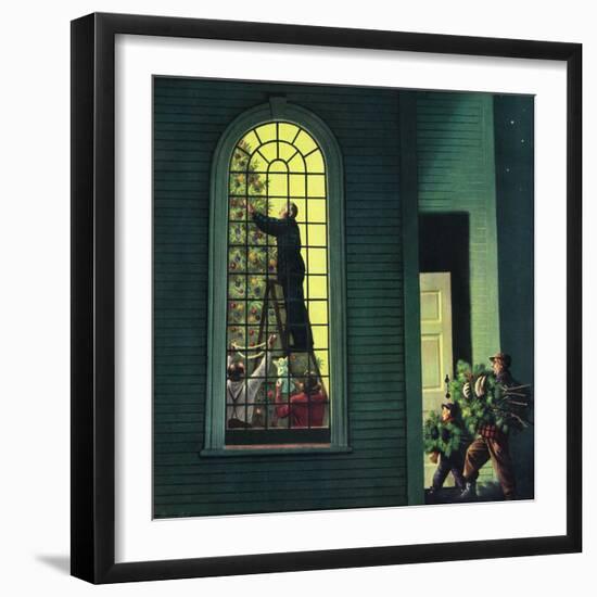 "Church Christmas Tree", December 27, 1952-Stevan Dohanos-Framed Giclee Print