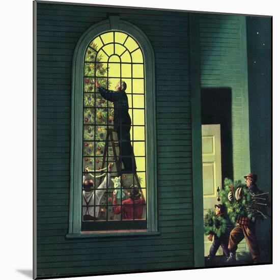 "Church Christmas Tree", December 27, 1952-Stevan Dohanos-Mounted Giclee Print