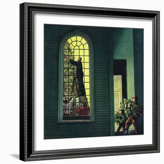 "Church Christmas Tree", December 27, 1952-Stevan Dohanos-Framed Giclee Print