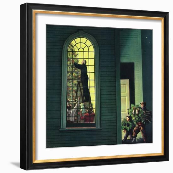 "Church Christmas Tree", December 27, 1952-Stevan Dohanos-Framed Giclee Print