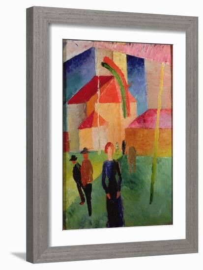 Church Decorated with Flags-Auguste Macke-Framed Giclee Print