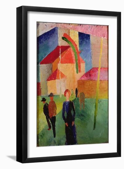 Church Decorated with Flags-Auguste Macke-Framed Giclee Print