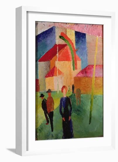 Church Decorated with Flags-Auguste Macke-Framed Giclee Print