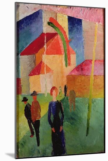 Church Decorated with Flags-Auguste Macke-Mounted Giclee Print