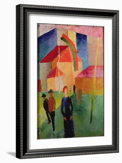 Church Decorated with Flags-Auguste Macke-Framed Giclee Print