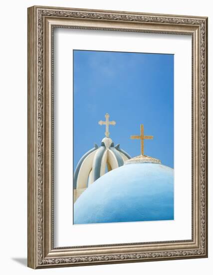 Church Domes in Firostefani, Santorini (Thira), Greece-Nadia Isakova-Framed Photographic Print