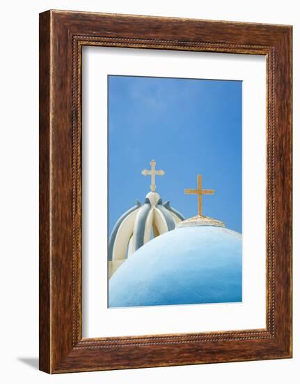 Church Domes in Firostefani, Santorini (Thira), Greece-Nadia Isakova-Framed Photographic Print