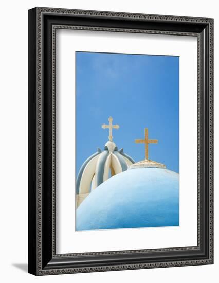 Church Domes in Firostefani, Santorini (Thira), Greece-Nadia Isakova-Framed Photographic Print