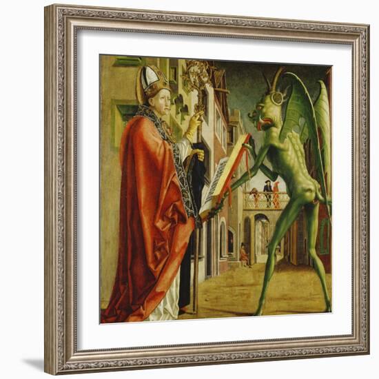 Church Father Altar. Right Outer Wing: St. Augustin and Satan-Michael Pacher-Framed Giclee Print