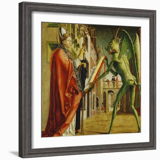 Church Father Altar. Right Outer Wing: St. Augustin and Satan-Michael Pacher-Framed Giclee Print