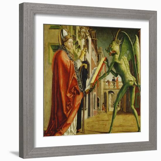 Church Father Altar. Right Outer Wing: St. Augustin and Satan-Michael Pacher-Framed Giclee Print