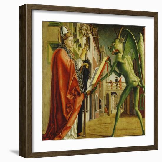 Church Father Altar. Right Outer Wing: St. Augustin and Satan-Michael Pacher-Framed Giclee Print