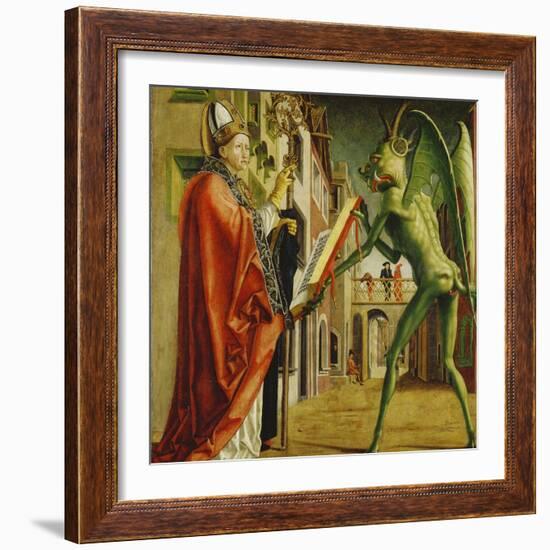 Church Father Altar. Right Outer Wing: St. Augustin and Satan-Michael Pacher-Framed Giclee Print