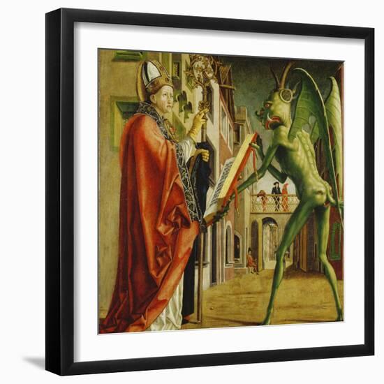 Church Father Altar. Right Outer Wing: St. Augustin and Satan-Michael Pacher-Framed Giclee Print