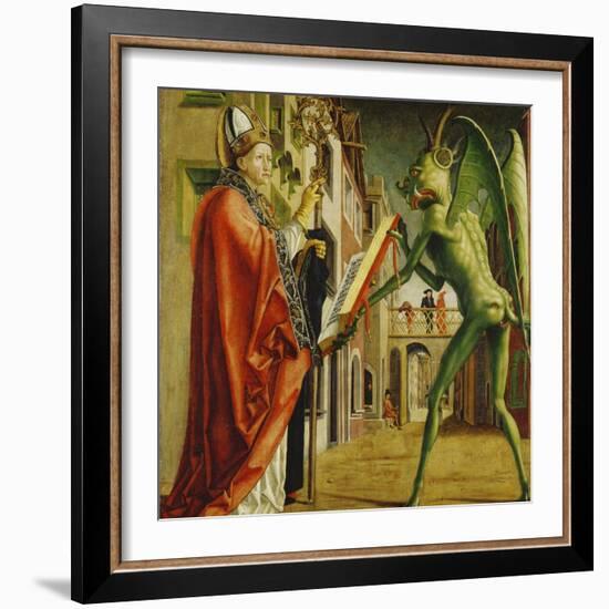 Church Father Altar. Right Outer Wing: St. Augustin and Satan-Michael Pacher-Framed Giclee Print