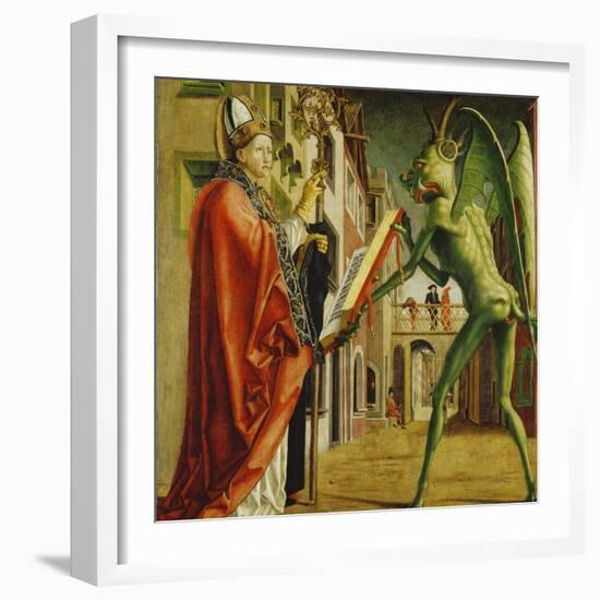 Church Father Altar. Right Outer Wing: St. Augustin and Satan-Michael Pacher-Framed Giclee Print