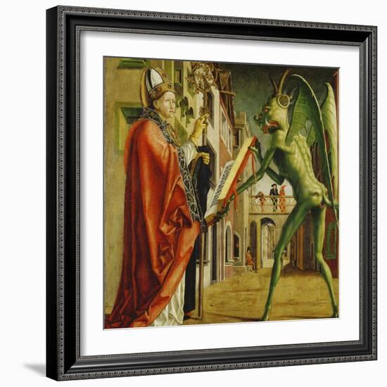 Church Father Altar. Right Outer Wing: St. Augustin and Satan-Michael Pacher-Framed Giclee Print