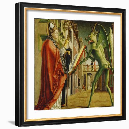 Church Father Altar. Right Outer Wing: St. Augustin and Satan-Michael Pacher-Framed Giclee Print