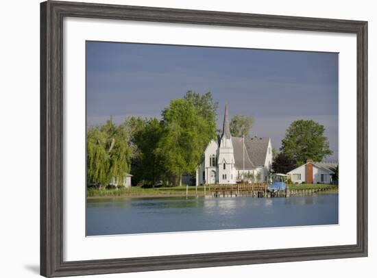 Church, Great Lakes of Lake Huron and Lake Erie, St. Claire River, Michigan, USA-Cindy Miller Hopkins-Framed Photographic Print