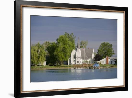 Church, Great Lakes of Lake Huron and Lake Erie, St. Claire River, Michigan, USA-Cindy Miller Hopkins-Framed Photographic Print