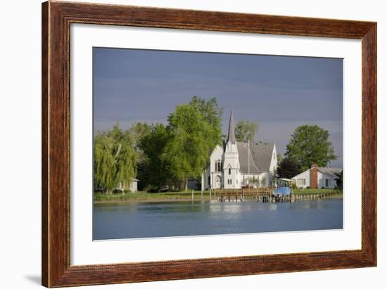Church, Great Lakes of Lake Huron and Lake Erie, St. Claire River, Michigan, USA-Cindy Miller Hopkins-Framed Photographic Print