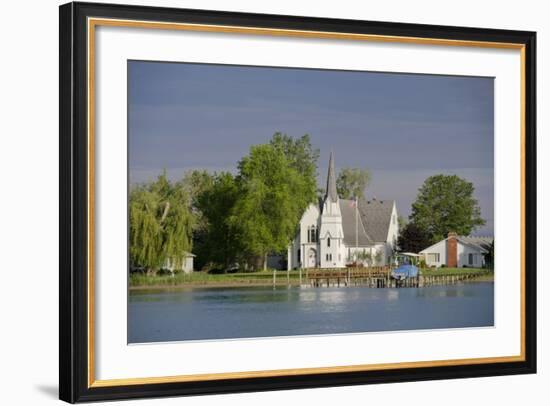 Church, Great Lakes of Lake Huron and Lake Erie, St. Claire River, Michigan, USA-Cindy Miller Hopkins-Framed Photographic Print