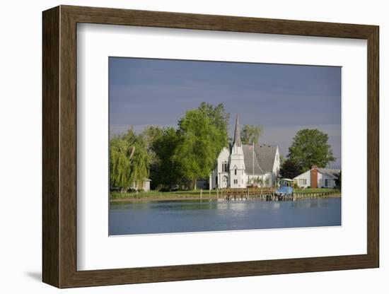 Church, Great Lakes of Lake Huron and Lake Erie, St. Claire River, Michigan, USA-Cindy Miller Hopkins-Framed Photographic Print