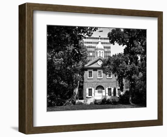 Church, Historic Philadelphia Center, Philadelphia, Pennsylvania, US, Black and White Photography-Philippe Hugonnard-Framed Photographic Print