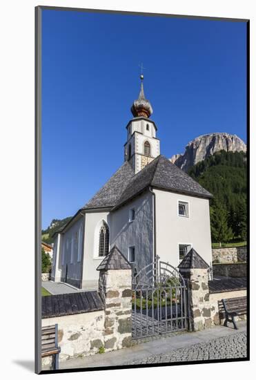 Church in Kolfuschg, Sas Ciampac Behind, Dolomites, South Tyrol, Italy, Europe-Gerhard Wild-Mounted Photographic Print