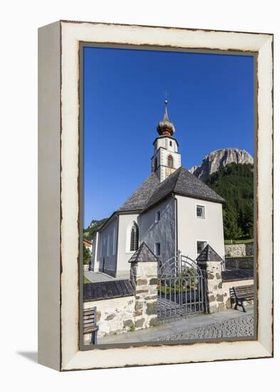 Church in Kolfuschg, Sas Ciampac Behind, Dolomites, South Tyrol, Italy, Europe-Gerhard Wild-Framed Premier Image Canvas