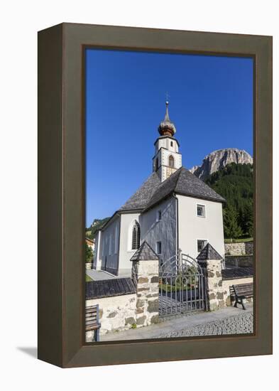 Church in Kolfuschg, Sas Ciampac Behind, Dolomites, South Tyrol, Italy, Europe-Gerhard Wild-Framed Premier Image Canvas