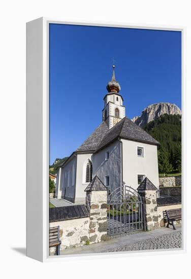 Church in Kolfuschg, Sas Ciampac Behind, Dolomites, South Tyrol, Italy, Europe-Gerhard Wild-Framed Premier Image Canvas