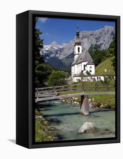 Church in Ramsau, Berchtesgadener Land, Bavaria, Germany, Europe-Hans Peter Merten-Framed Premier Image Canvas