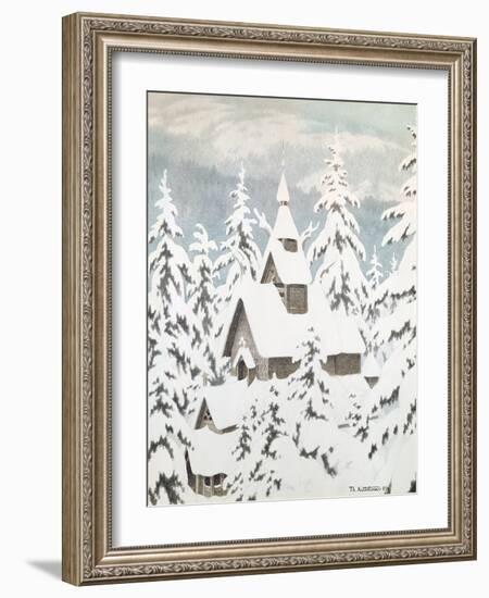 Church in the Snow, 1907-Theodor Severin Kittelsen-Framed Giclee Print