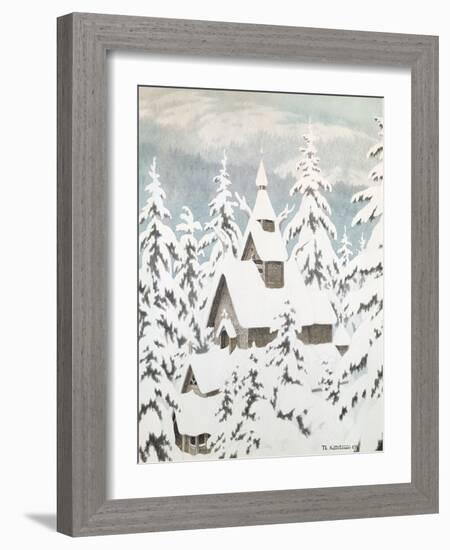 Church in the Snow, 1907-Theodor Severin Kittelsen-Framed Giclee Print