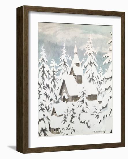 Church in the Snow, 1907-Theodor Severin Kittelsen-Framed Giclee Print