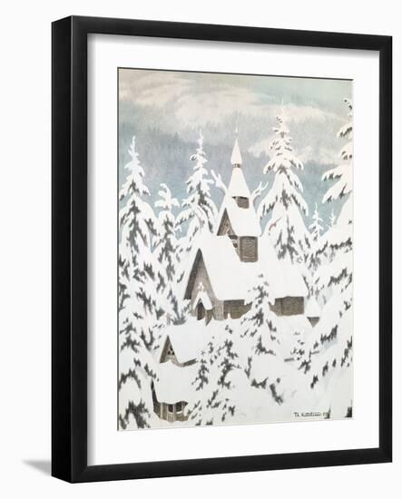 Church in the Snow, 1907-Theodor Severin Kittelsen-Framed Giclee Print